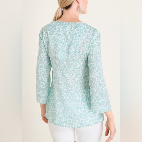 Chico’s Embellished Mirrored Scroll-Print Blouse - Picture 3 of 9